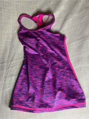 90 Degree By Reflex Pink & Purple Heathered Girls' Active One-Piece Tank